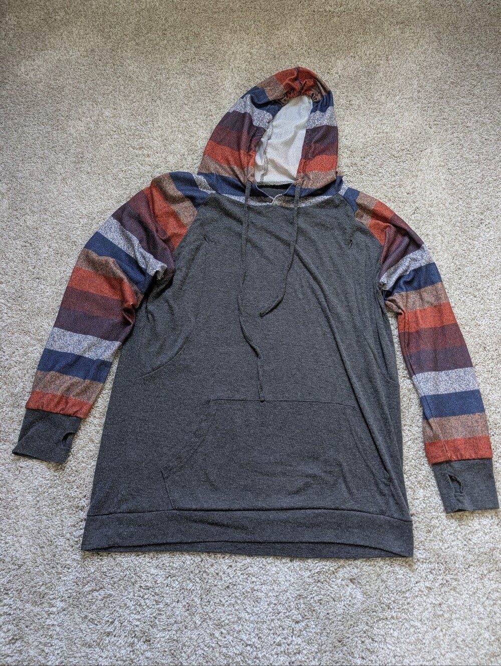 Maternity Nursing Hooded Top Shirt with Zip Access - Charcoal Large